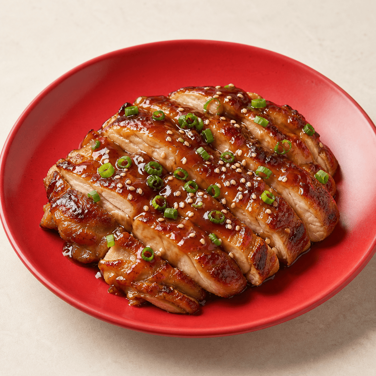 Présentation du Panda Teriyaki, poulet au four avec sauce teriyaki
